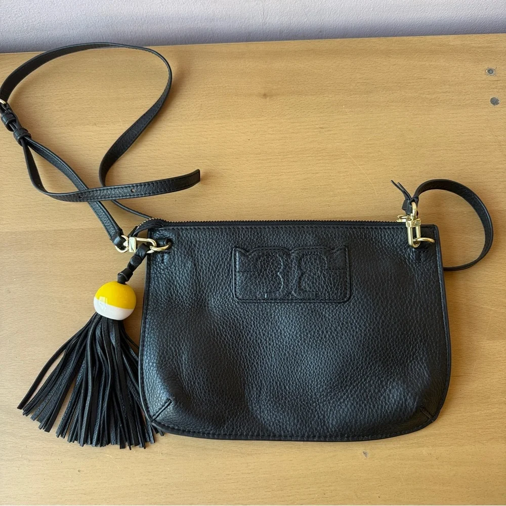 Tory Burch Black Leather Crossbody with Tassel